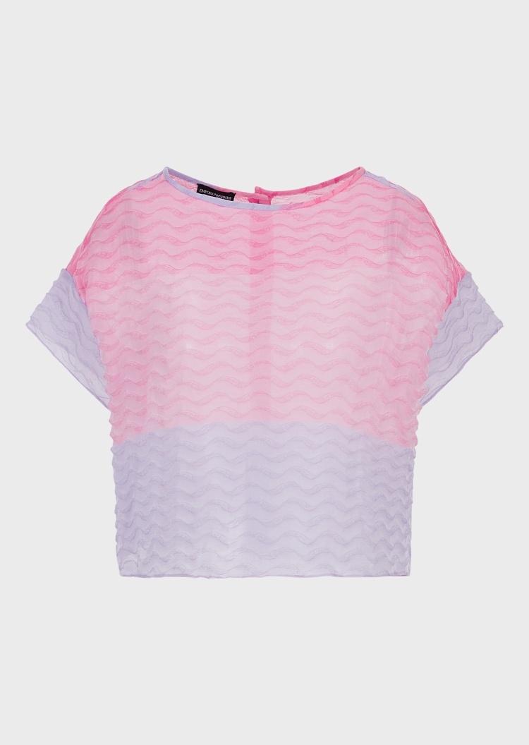 Emporio Armani 波浪拼色船领衬衫