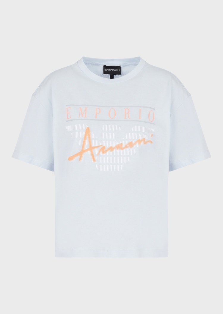 Emporio Armani 绳绒标识圆领短款T恤