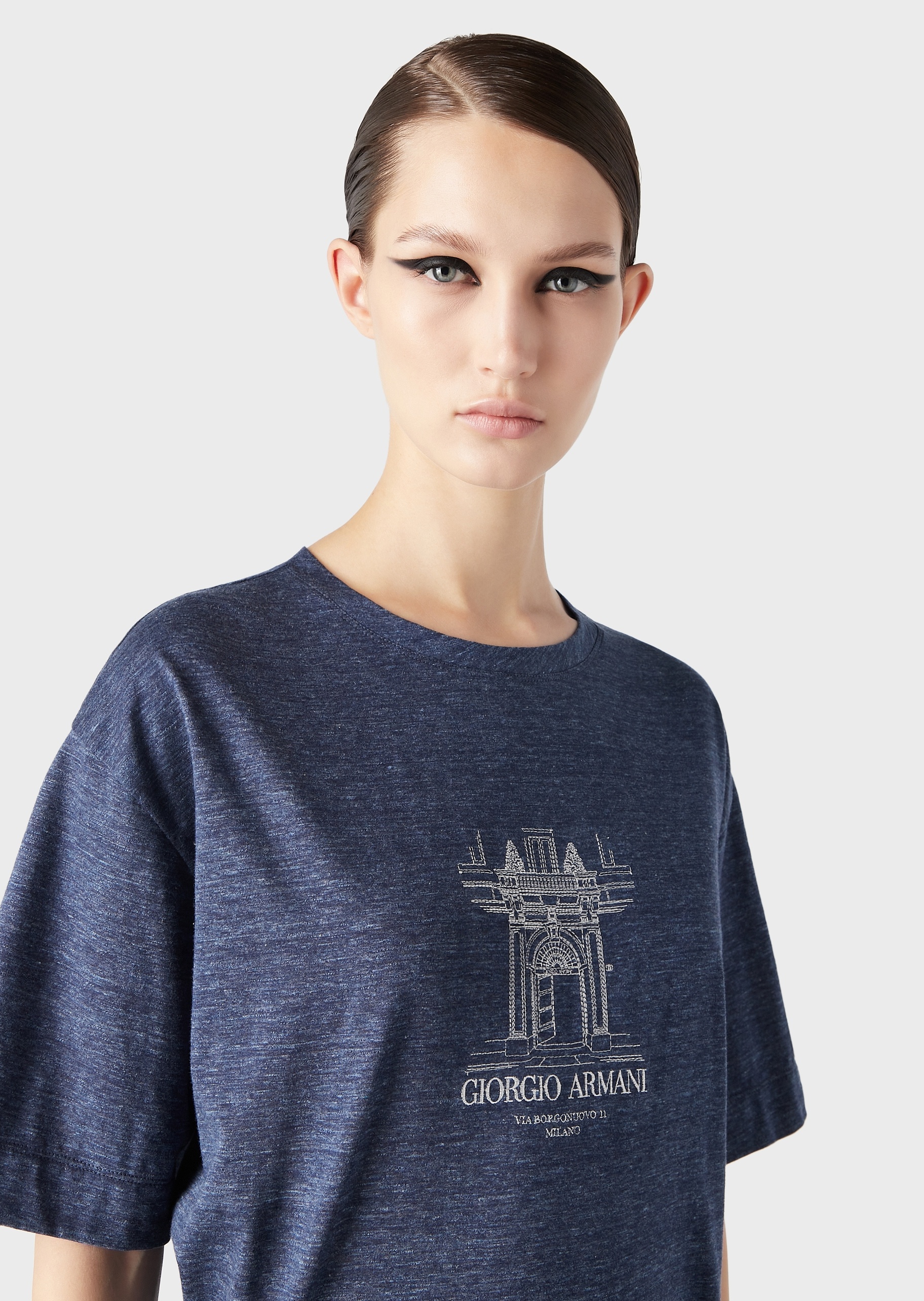 Giorgio Armani 刺绣宽松圆领T恤