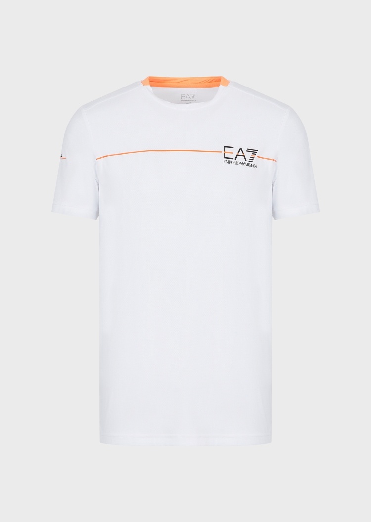 EA7 标识印花网眼T恤