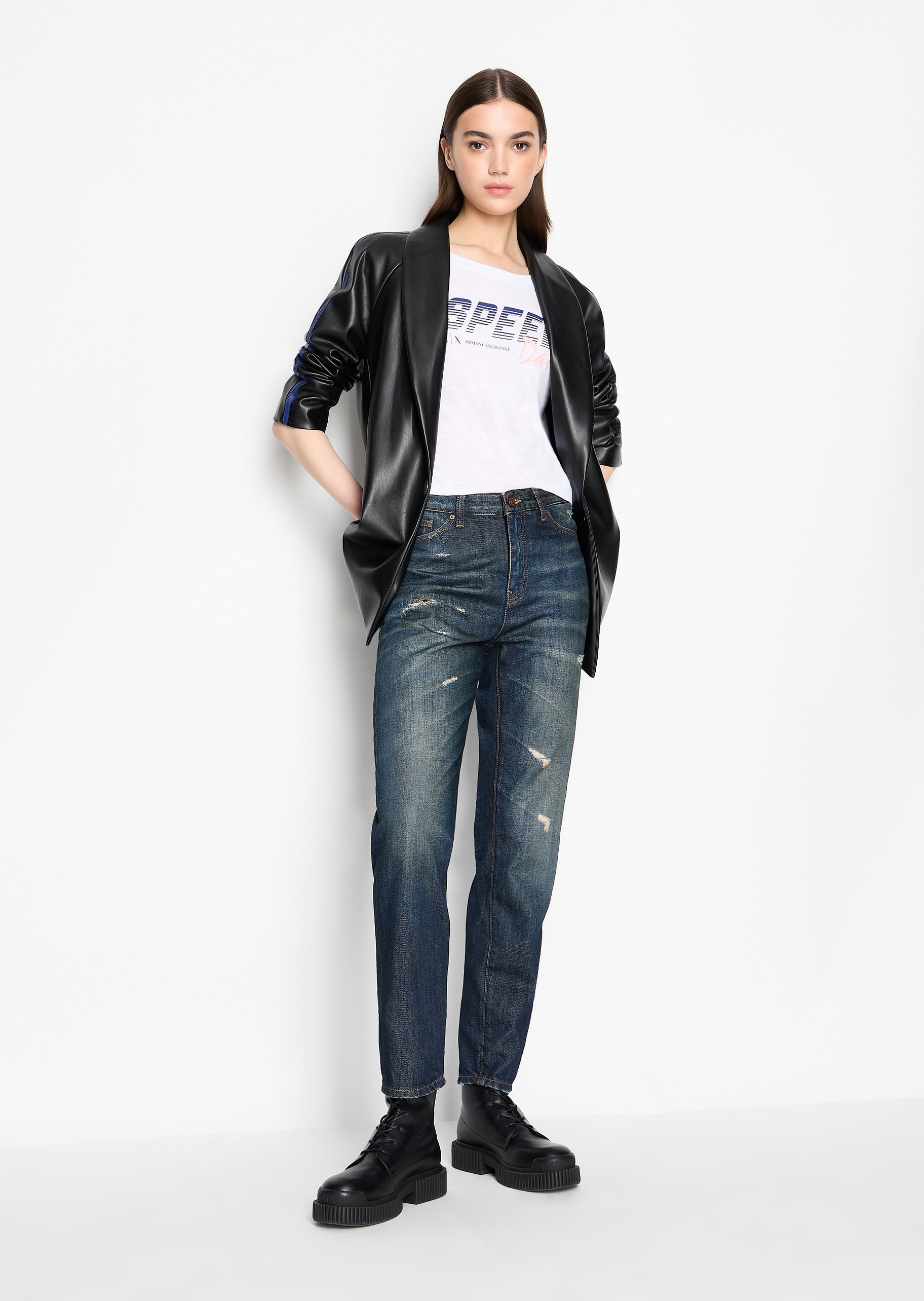ARMANI EXCHANGE 女士男友风中腰九分牛仔裤