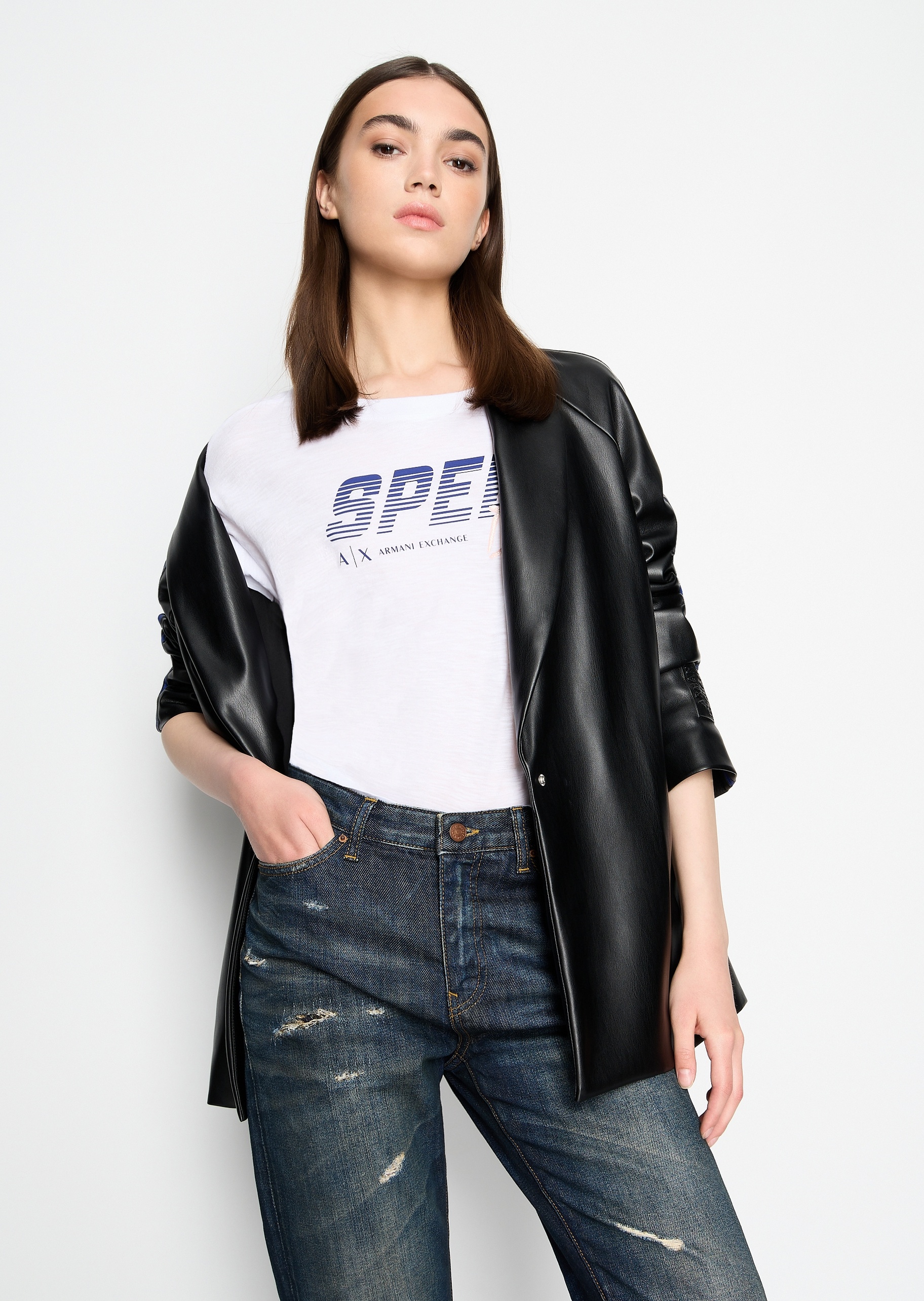 ARMANI EXCHANGE 女士男友风中腰九分牛仔裤