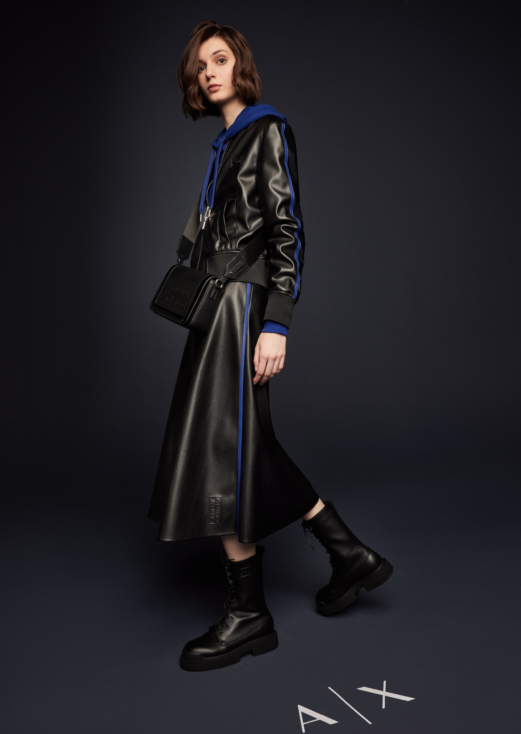 ARMANI EXCHANGE 女士嵌色饰边压花半身长裙