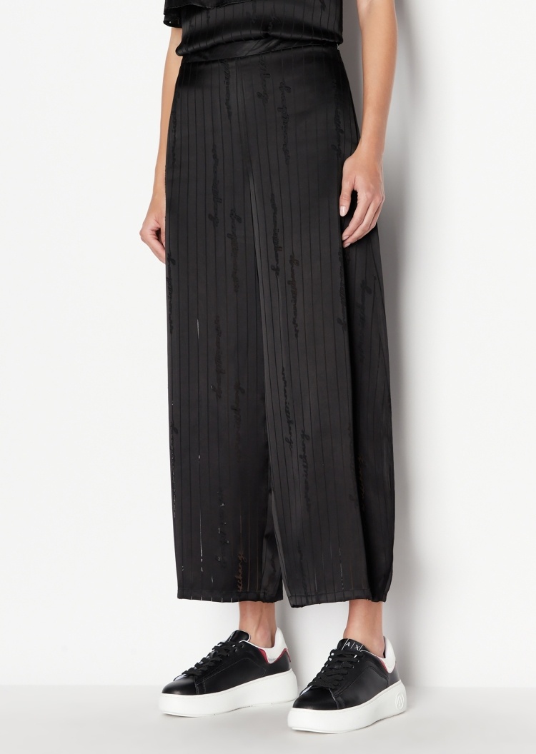ARMANI EXCHANGE 女士竖条纹宽松高腰休闲裤