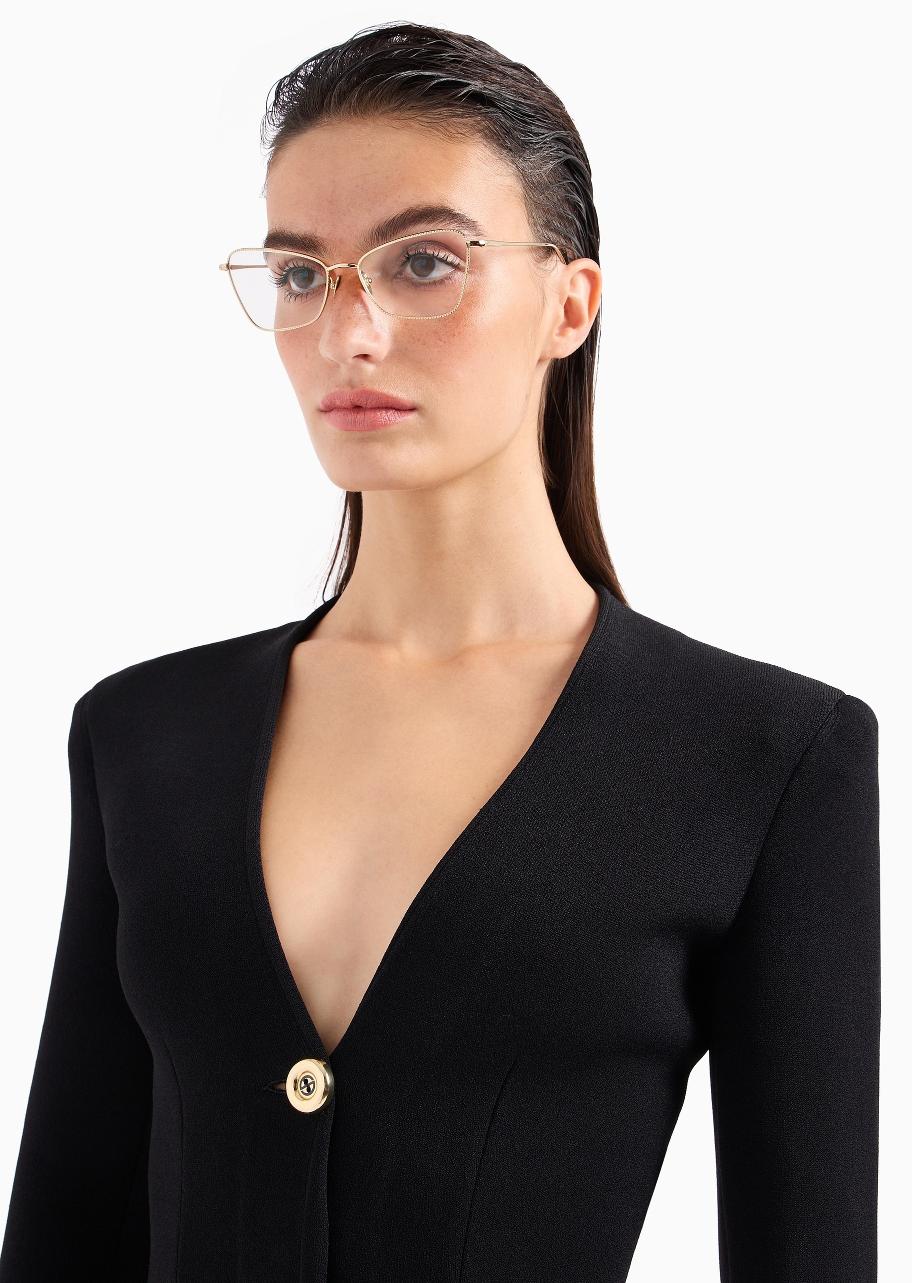 Giorgio Armani 女士可配度数优雅猫眼形金属细框光学眼镜