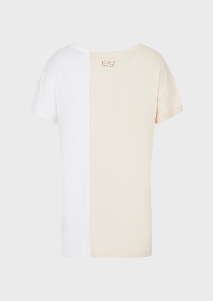 EA7 男友风拼色标识T恤