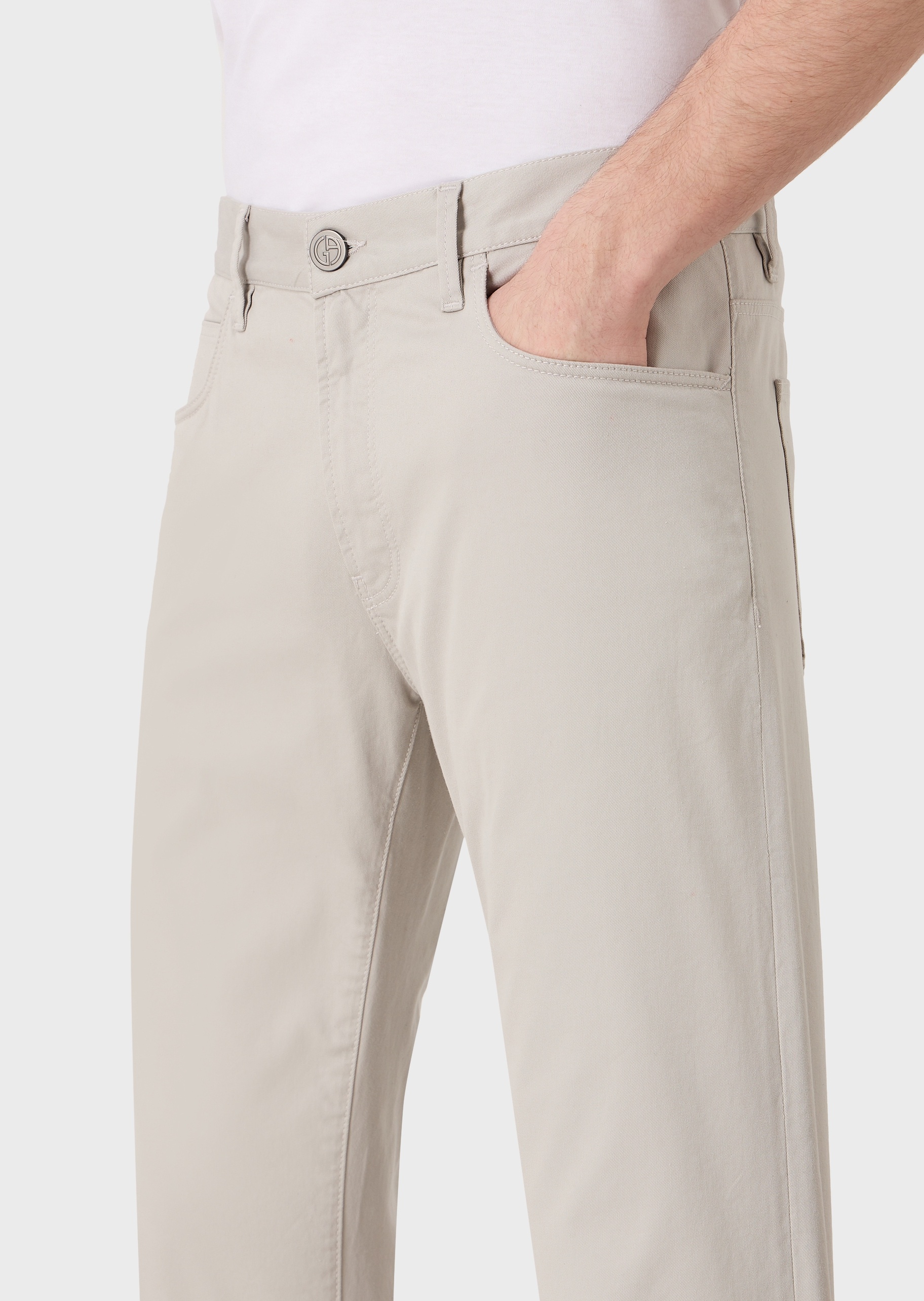 Giorgio Armani 男士休闲纯色中腰宽松直筒微弹牛仔裤