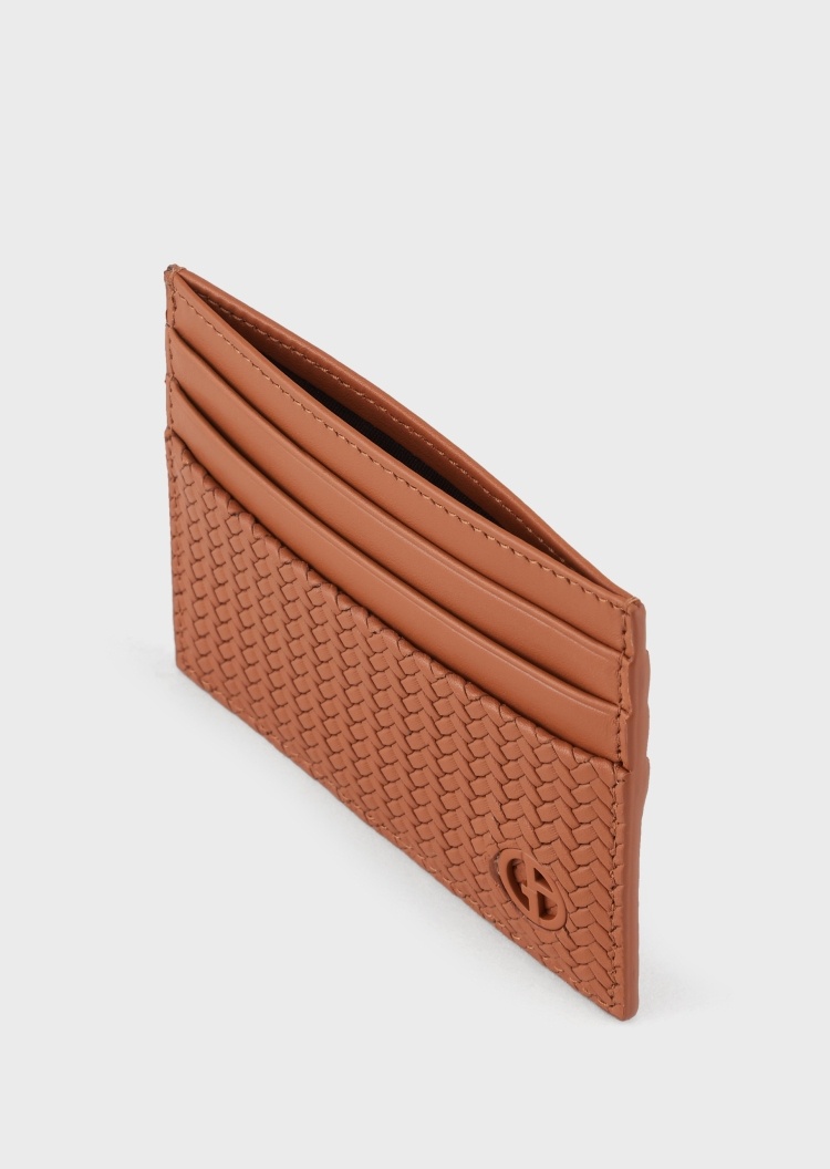 Giorgio Armani 编织式双面皮革卡夹