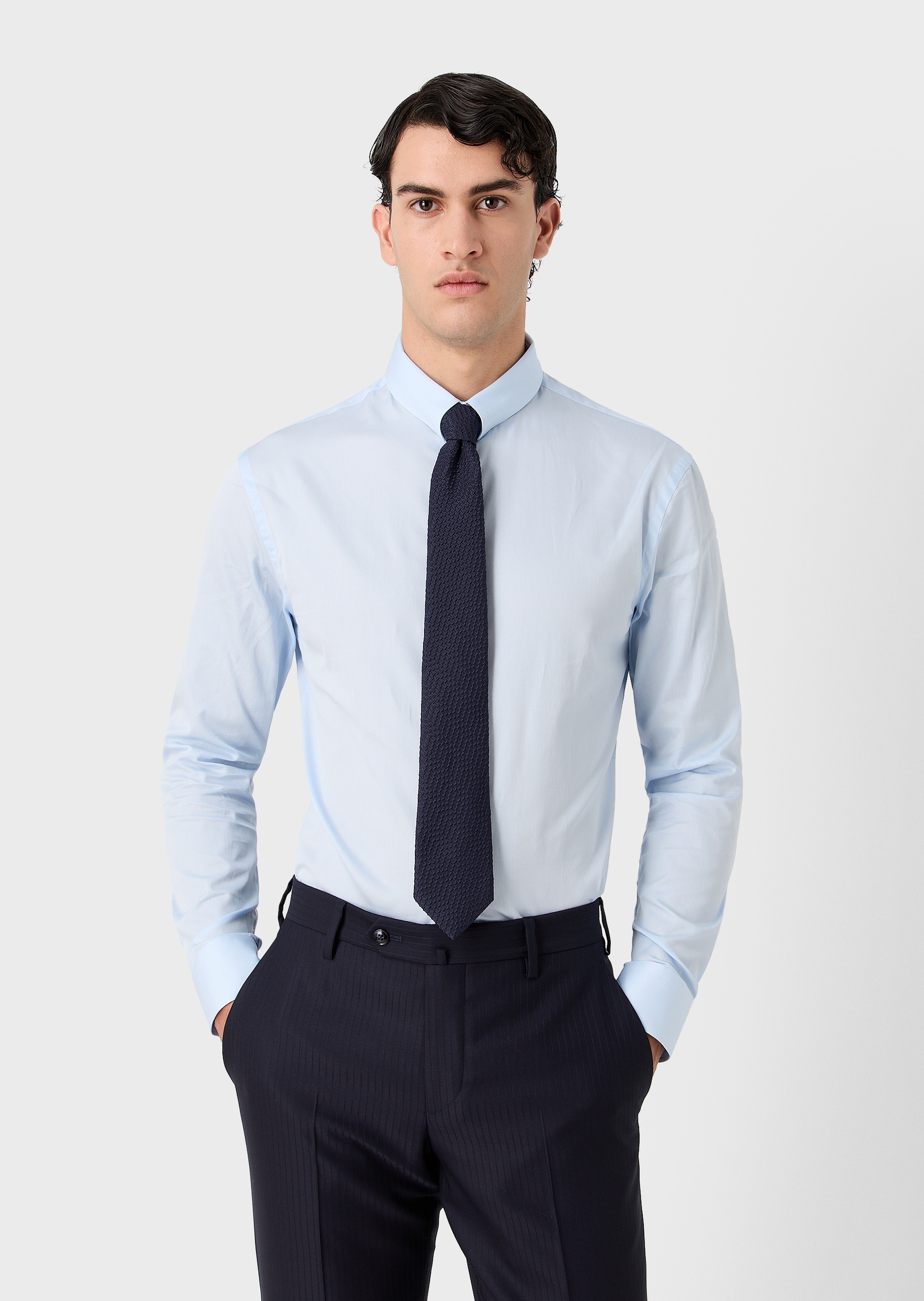 Giorgio Armani 男士休闲简约提花桑蚕丝立体纹理纯色领带