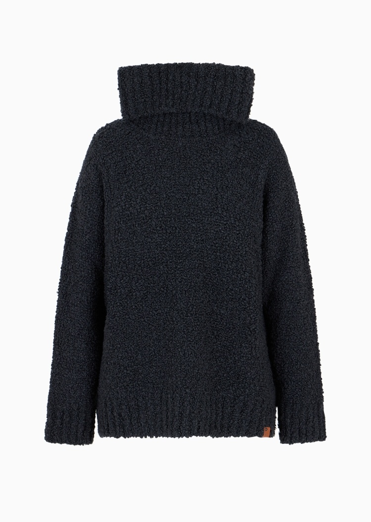 Emporio Armani 女士珠皮呢效果绵羊毛宽松高翻领毛衣