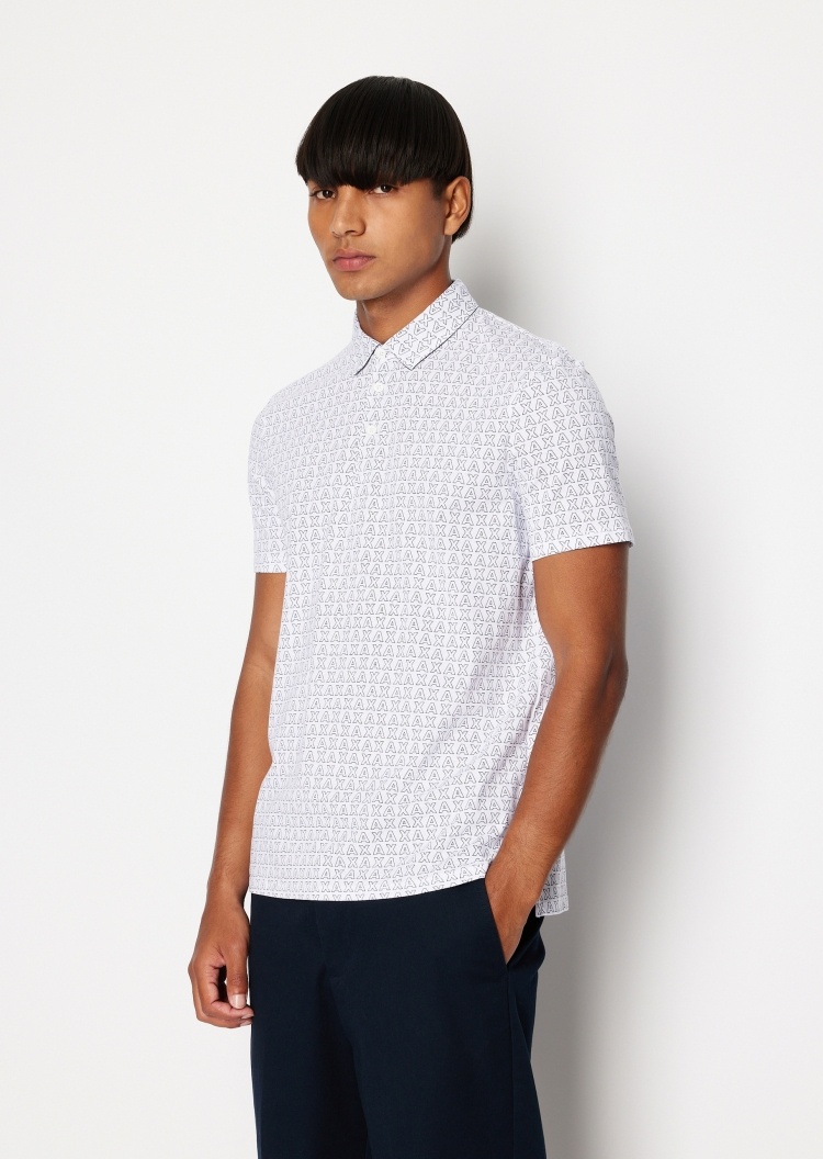 ARMANI EXCHANGE 男士通体标识印花Polo衫