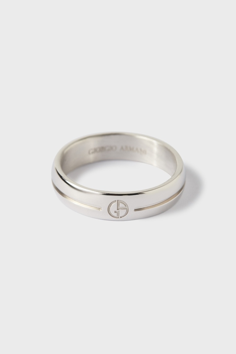 Giorgio Armani 经典LOGO镌刻银戒指
