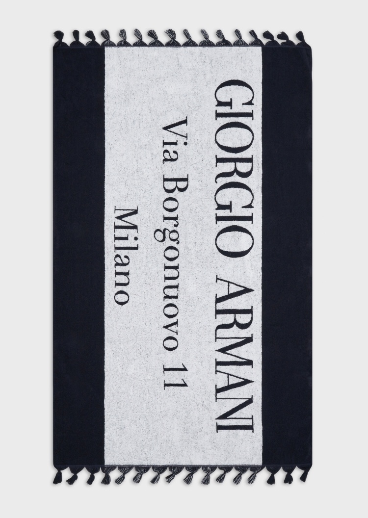 Giorgio Armani 流苏边双色沙滩毛巾