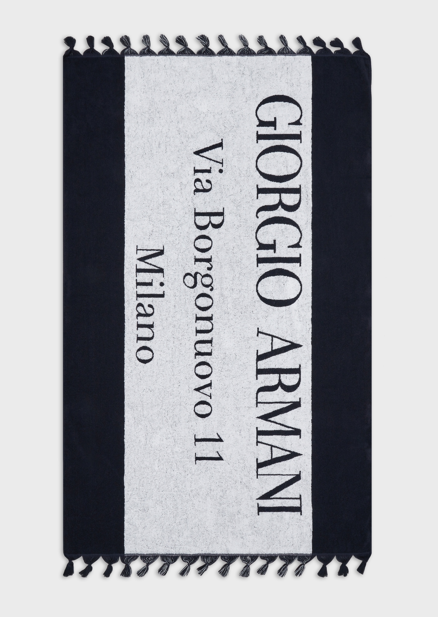 Giorgio Armani 流苏边双色沙滩毛巾