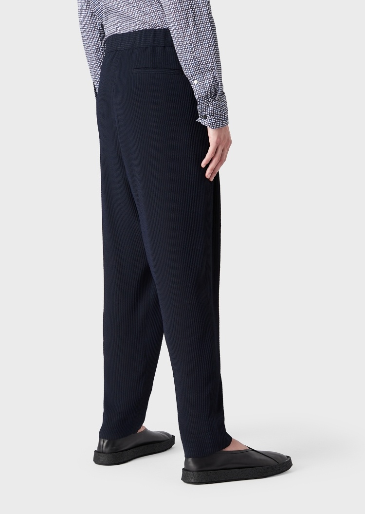 Giorgio Armani 条纹泡泡纱休闲裤