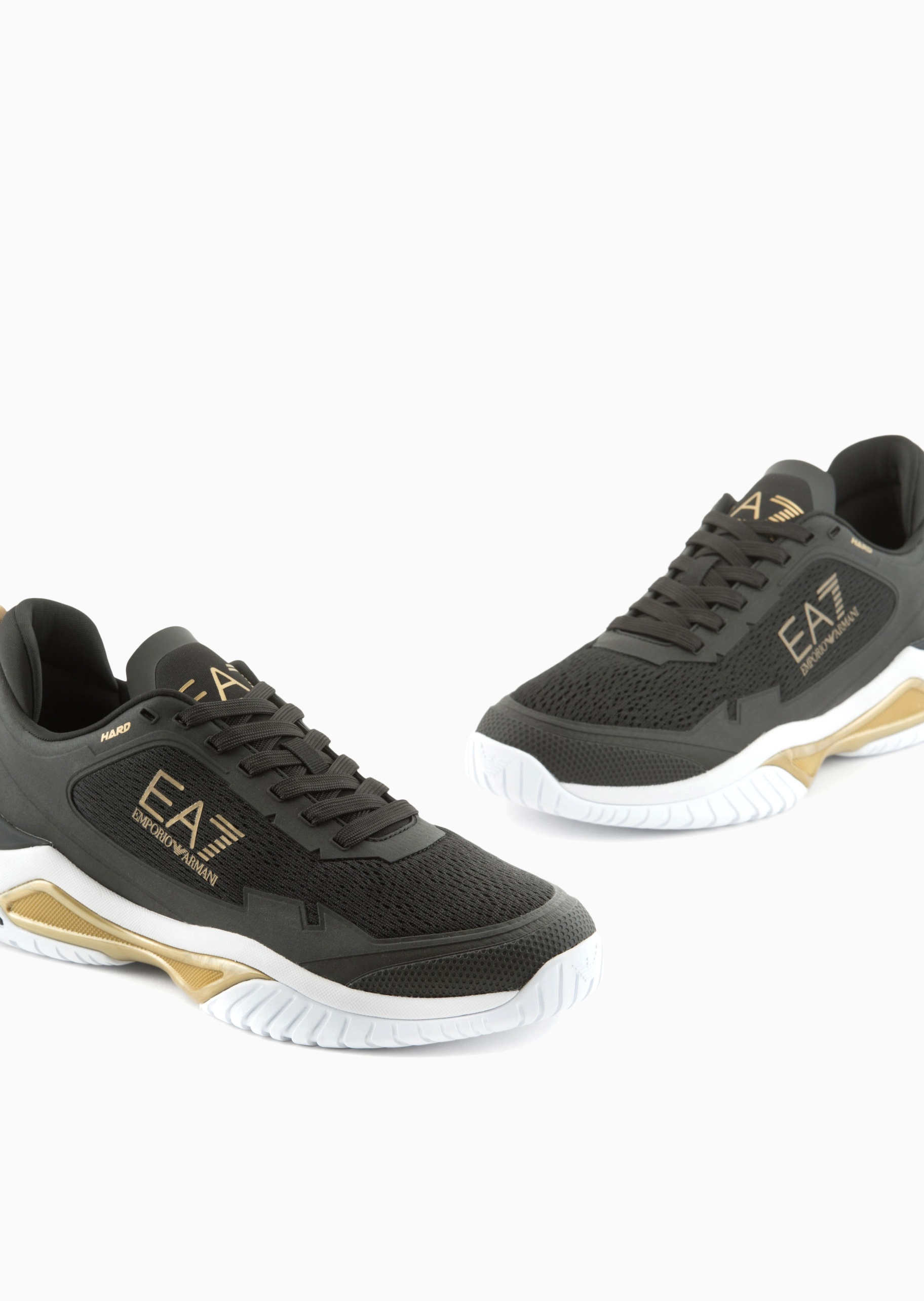 EA7 男女同款系带低帮圆头平跟网球运动鞋