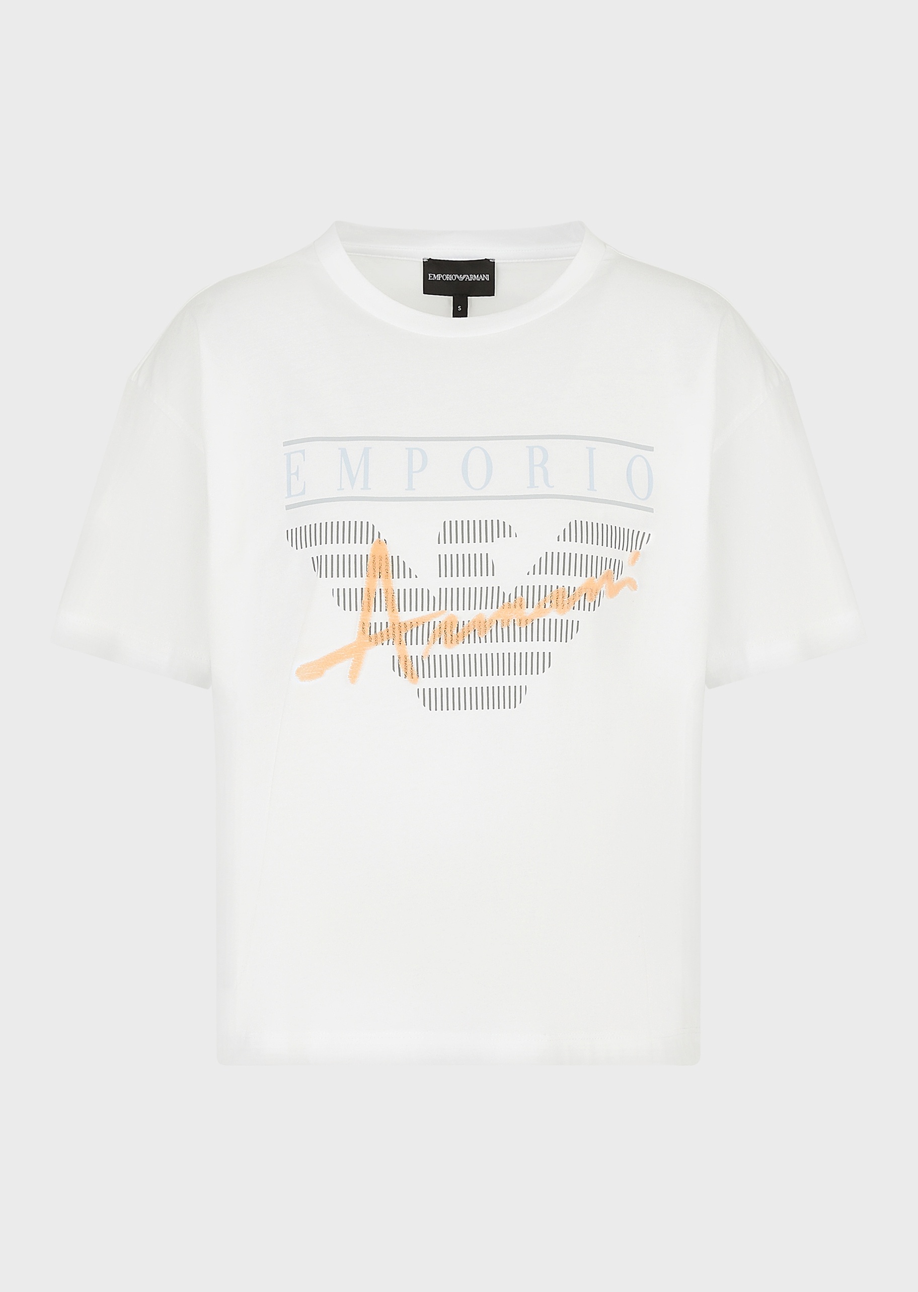 Emporio Armani 绳绒标识圆领短款T恤