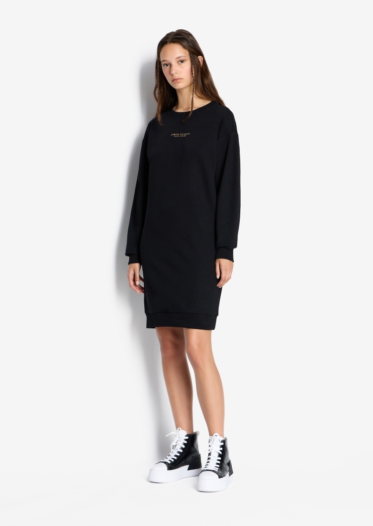 ARMANI EXCHANGE 女士圆领长袖卫衣式连衣裙