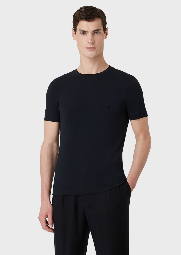 Giorgio Armani 刺绣薄款短袖T恤