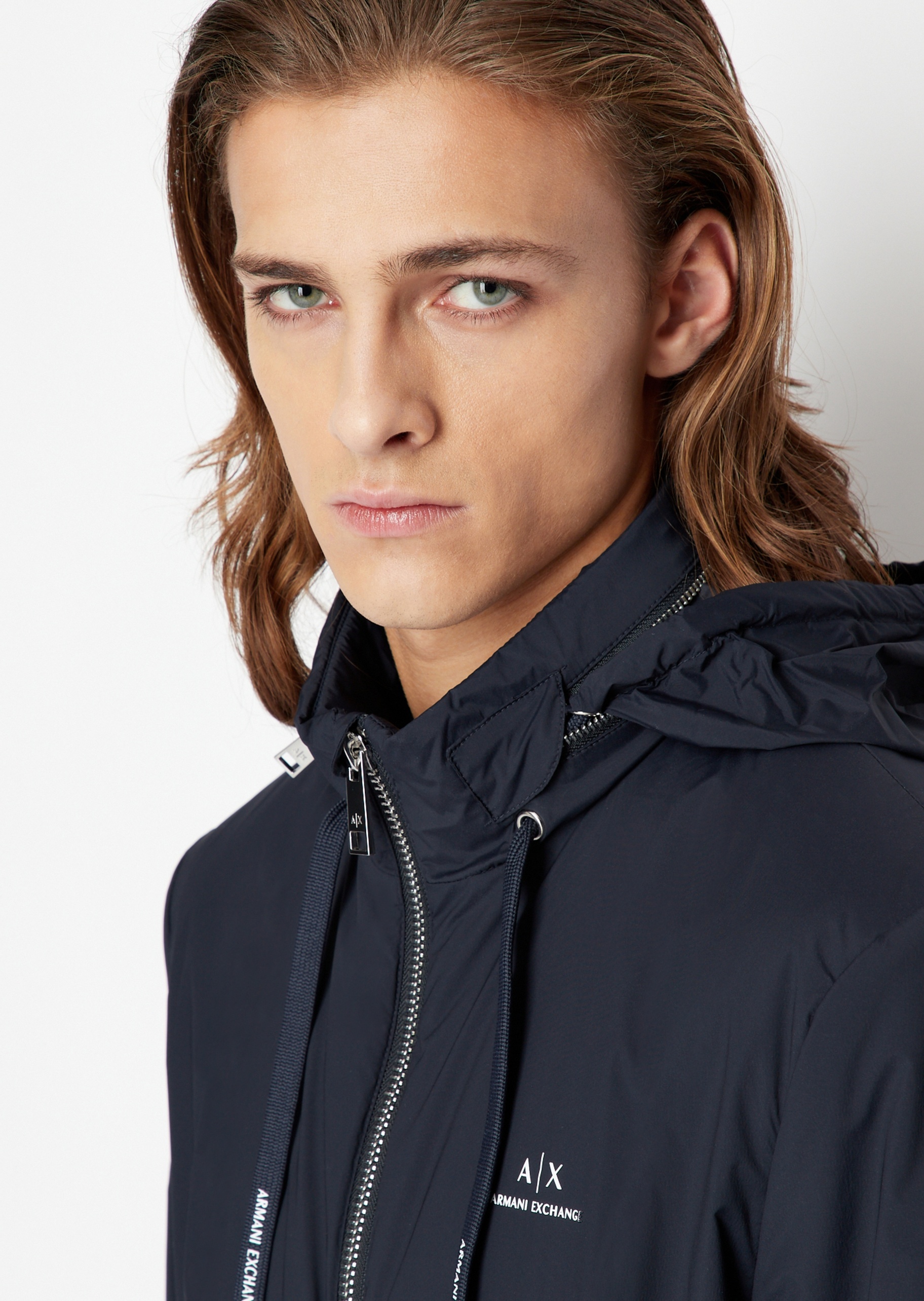 ARMANI EXCHANGE 男士隐藏连帽可背式棉服