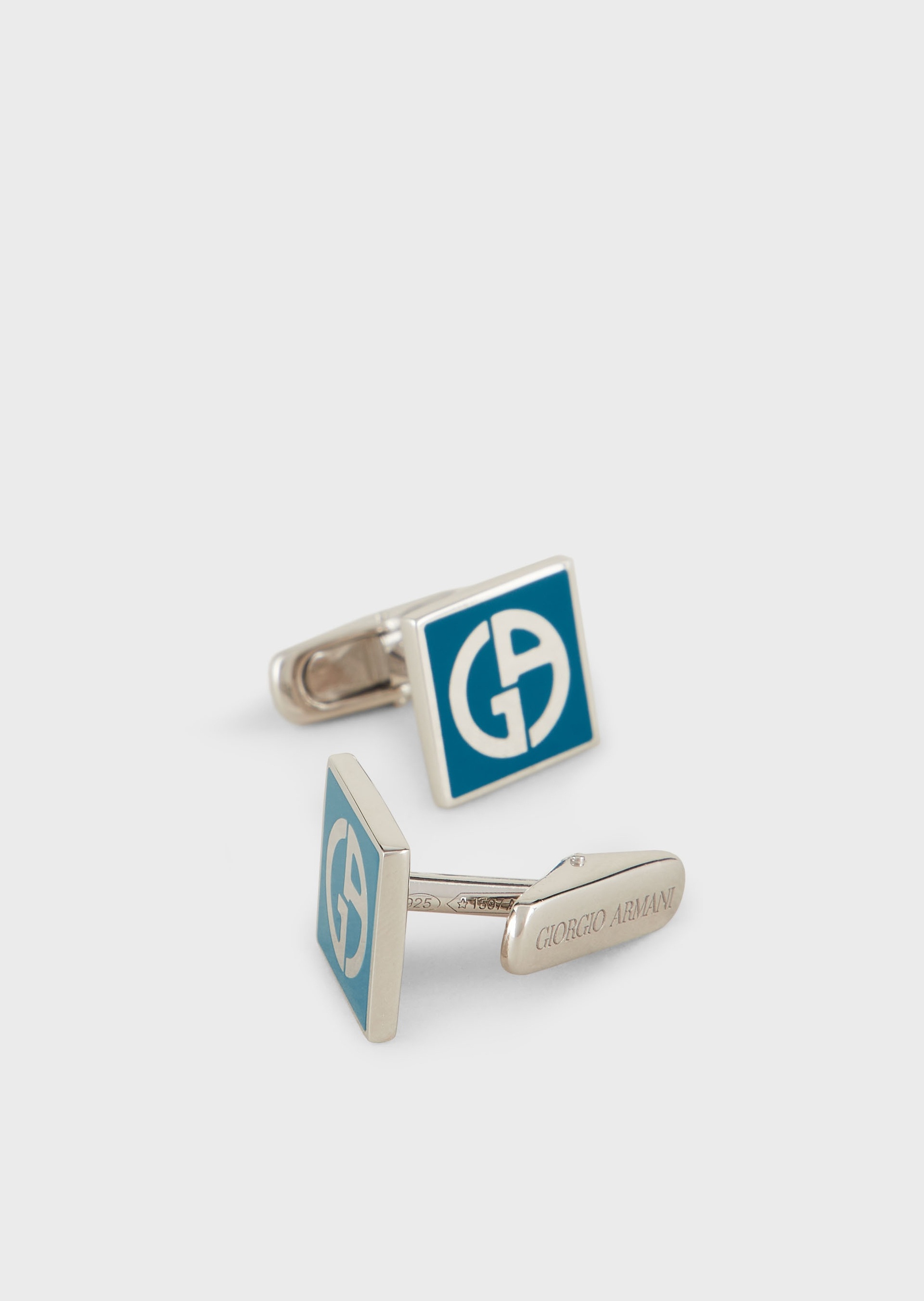 Giorgio Armani 银质珐琅品牌袖扣