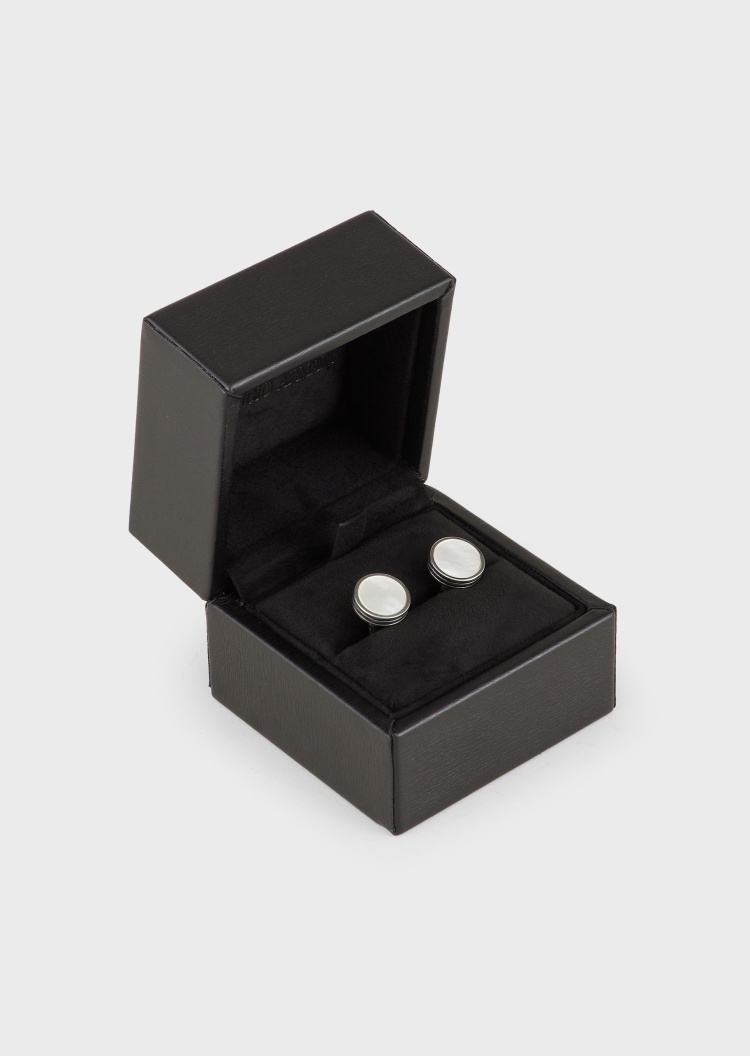 Giorgio Armani 银质珍珠贝母袖扣