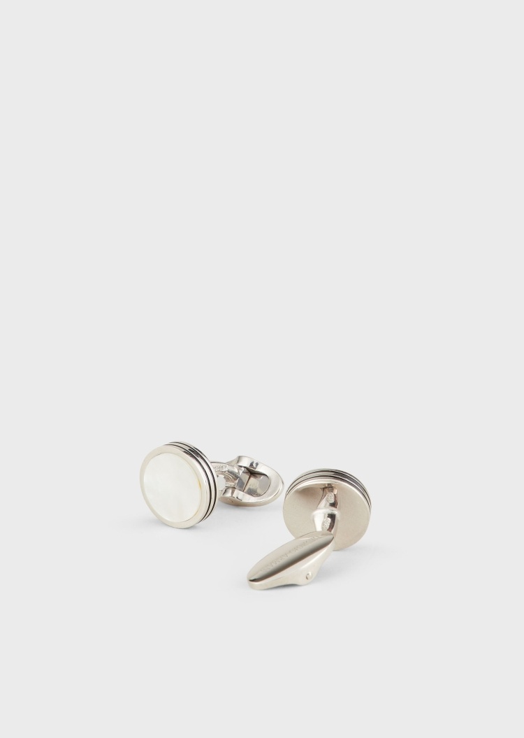 Giorgio Armani 银质珍珠贝母袖扣