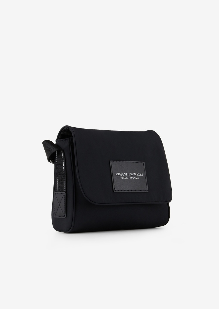 ARMANI EXCHANGE 男士字母肩带翻盖式邮差包