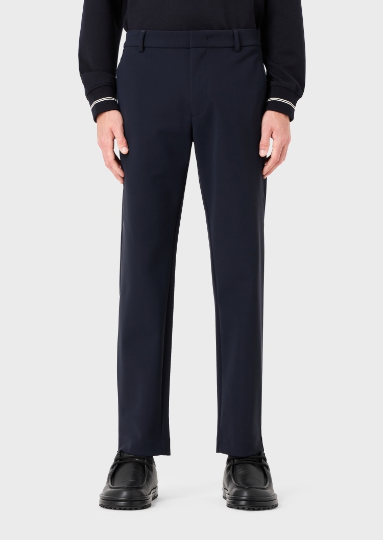 Emporio Armani 男士暗门襟纯色直筒休闲裤