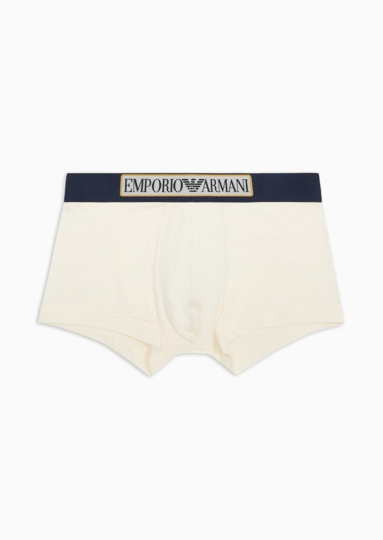 Emporio Armani 男士亲肤撞色提花弹力纯棉LOGO腰平角内裤