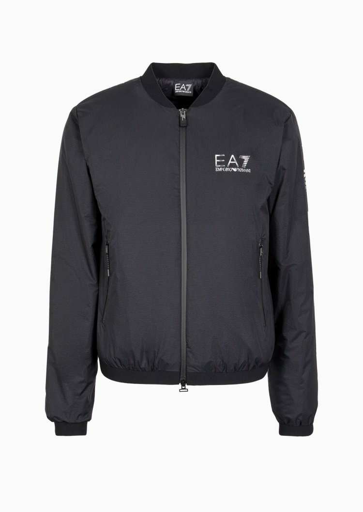 EA7 男士双向拉链印花立领运动户外棉服外套
