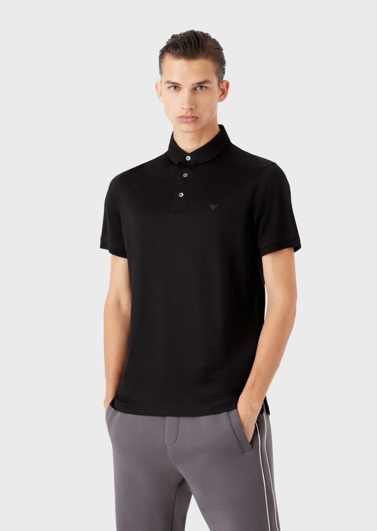 Emporio Armani 男士小鹰标纯色短袖Polo衫