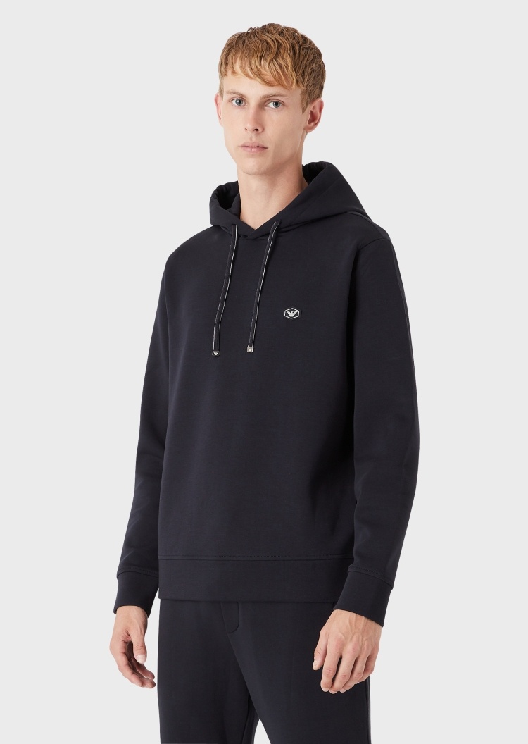 Emporio Armani 小贴片抽绳连帽卫衣