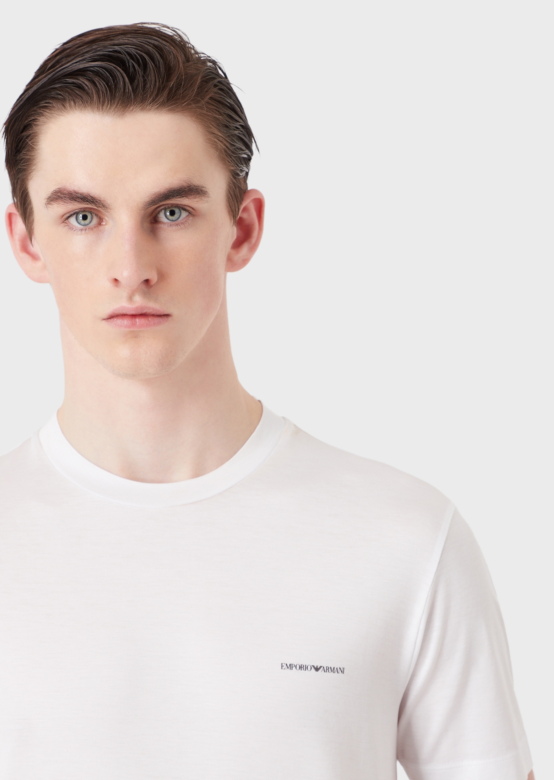 Emporio Armani 男士微型字母圆领短袖T恤