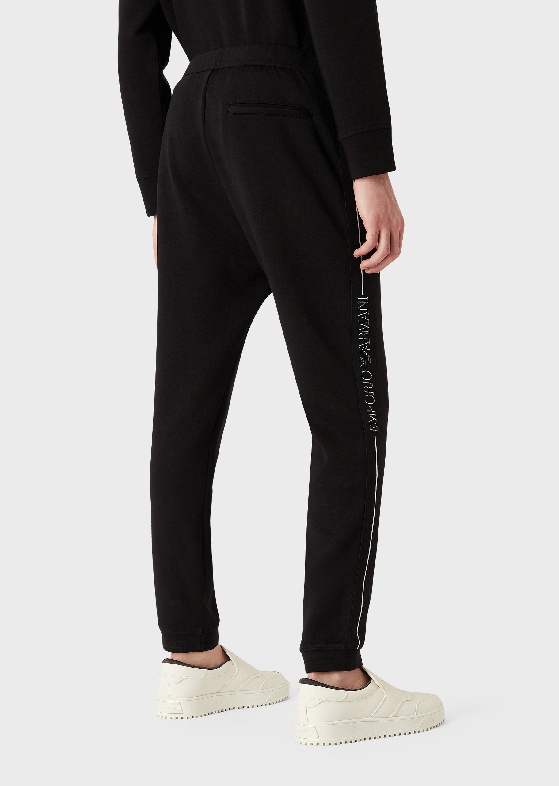 Emporio Armani 提花饰带休闲卫裤