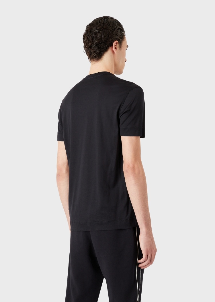 Emporio Armani 刺绣签名LOGO短袖T恤