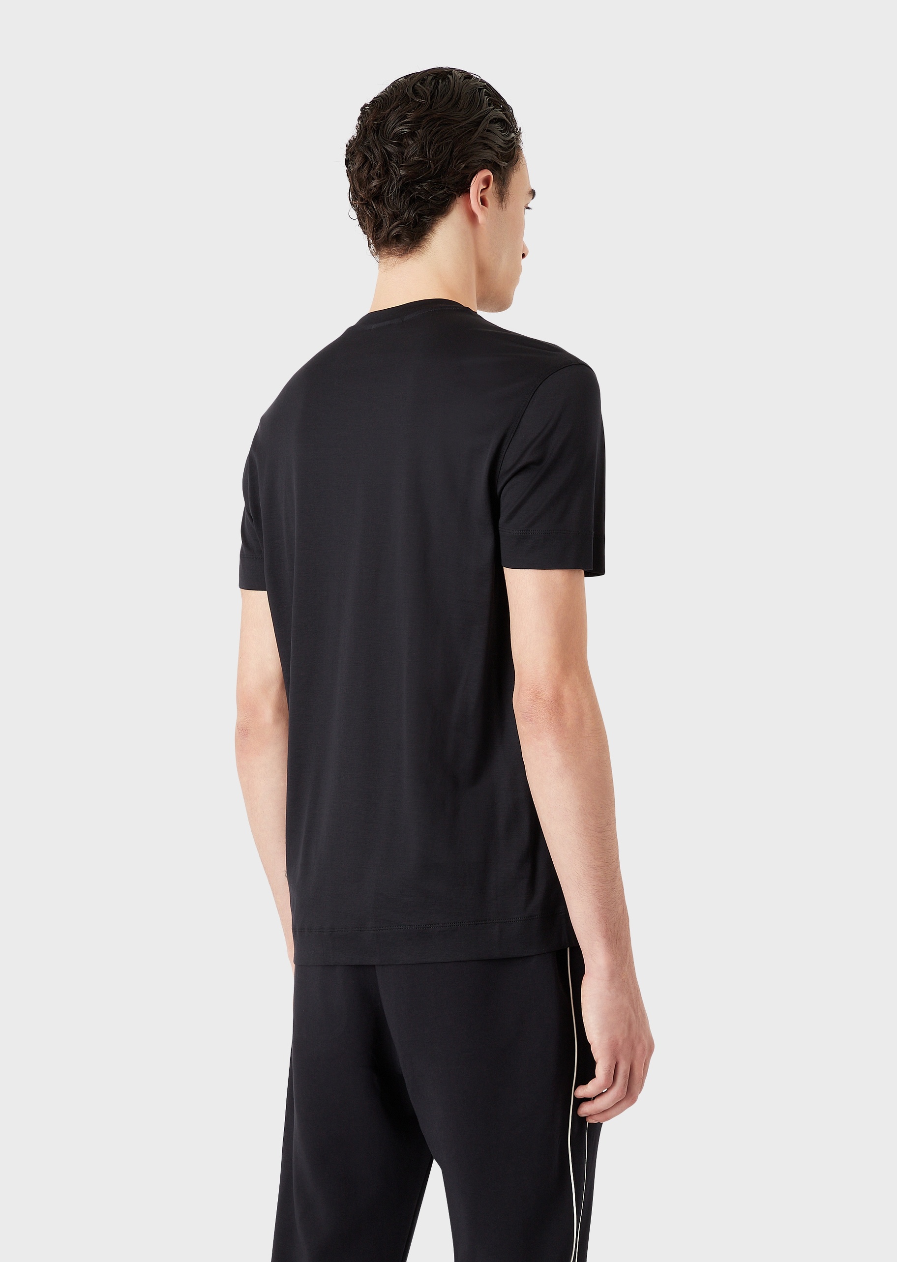 Emporio Armani 刺绣签名LOGO短袖T恤