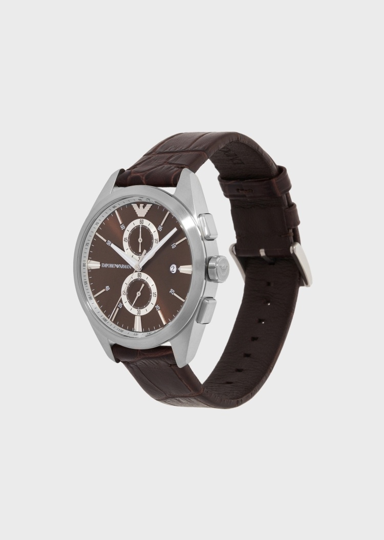 Emporio Armani 皮革表带石英腕表