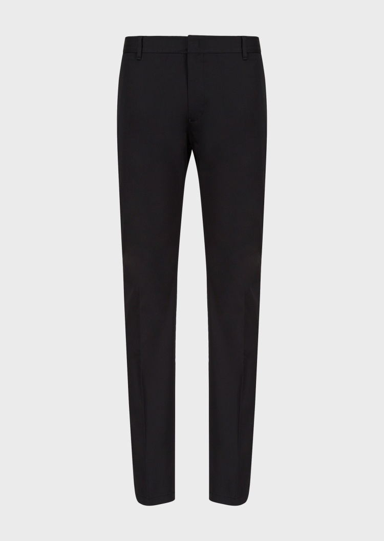 Emporio Armani 男士中褶翻折裤脚休闲裤