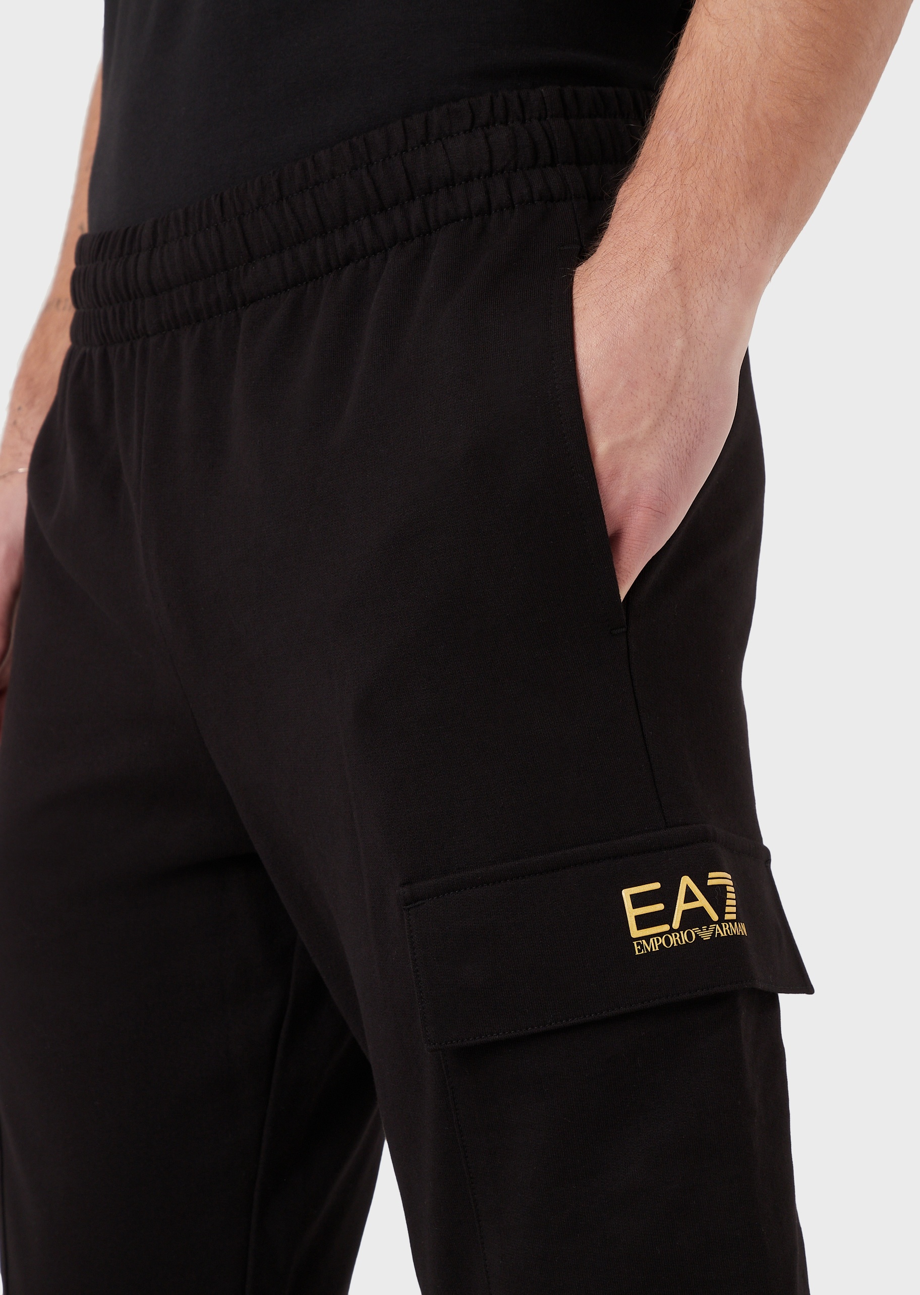 EA7 男士全棉修身长款束脚工装健身训练卫裤