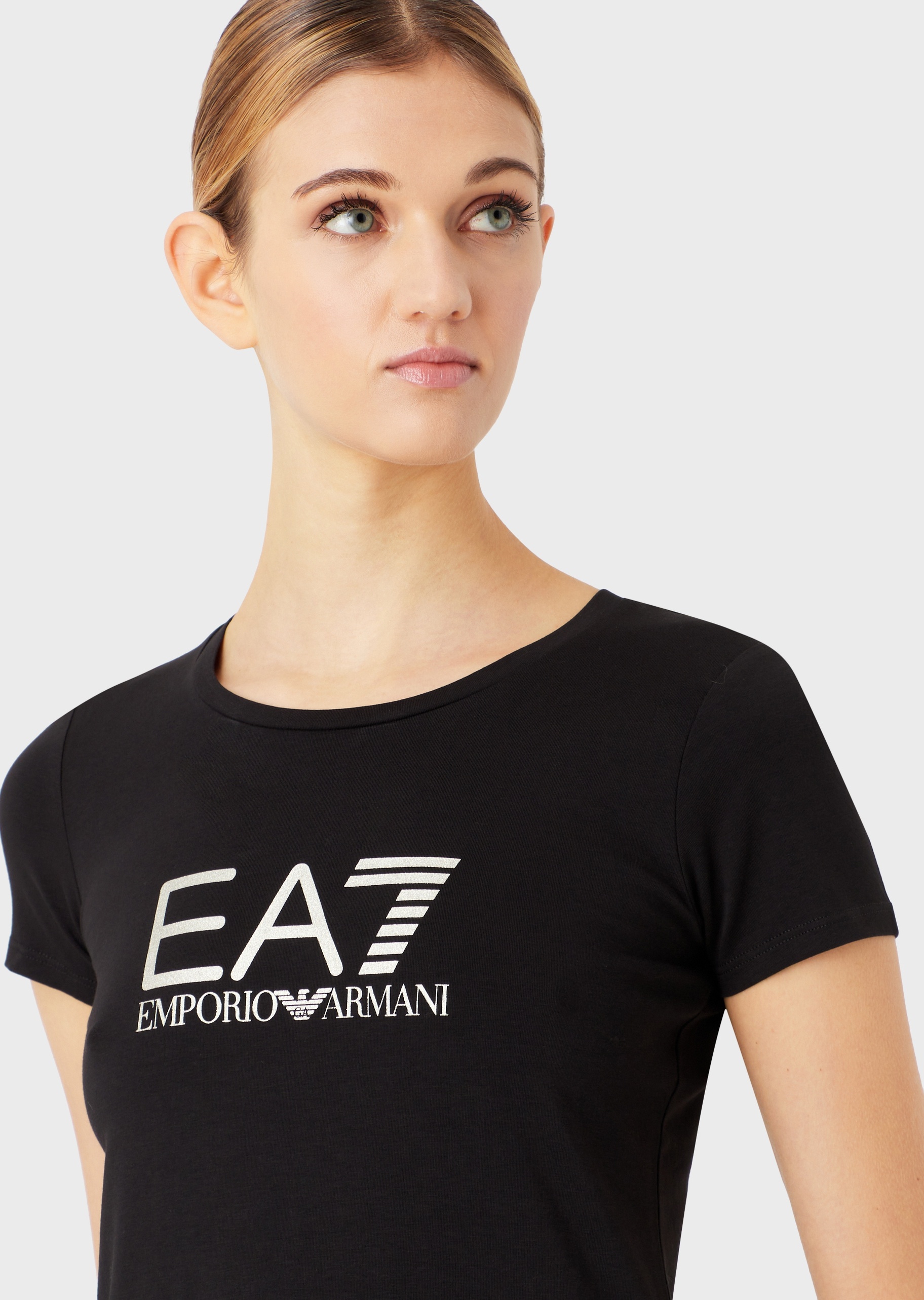 EA7 女士修身圆领短袖运动T恤