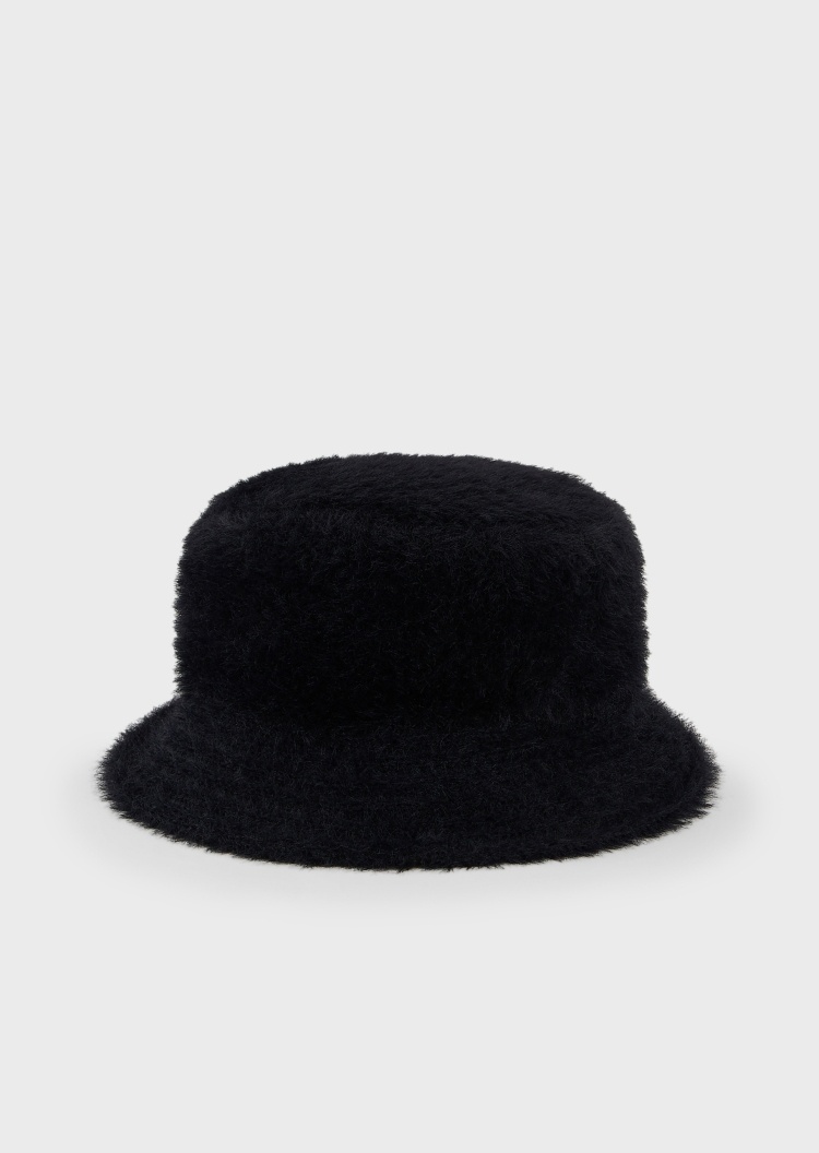 Giorgio Armani 女士刺绣LOGO绒面纯色钟形帽