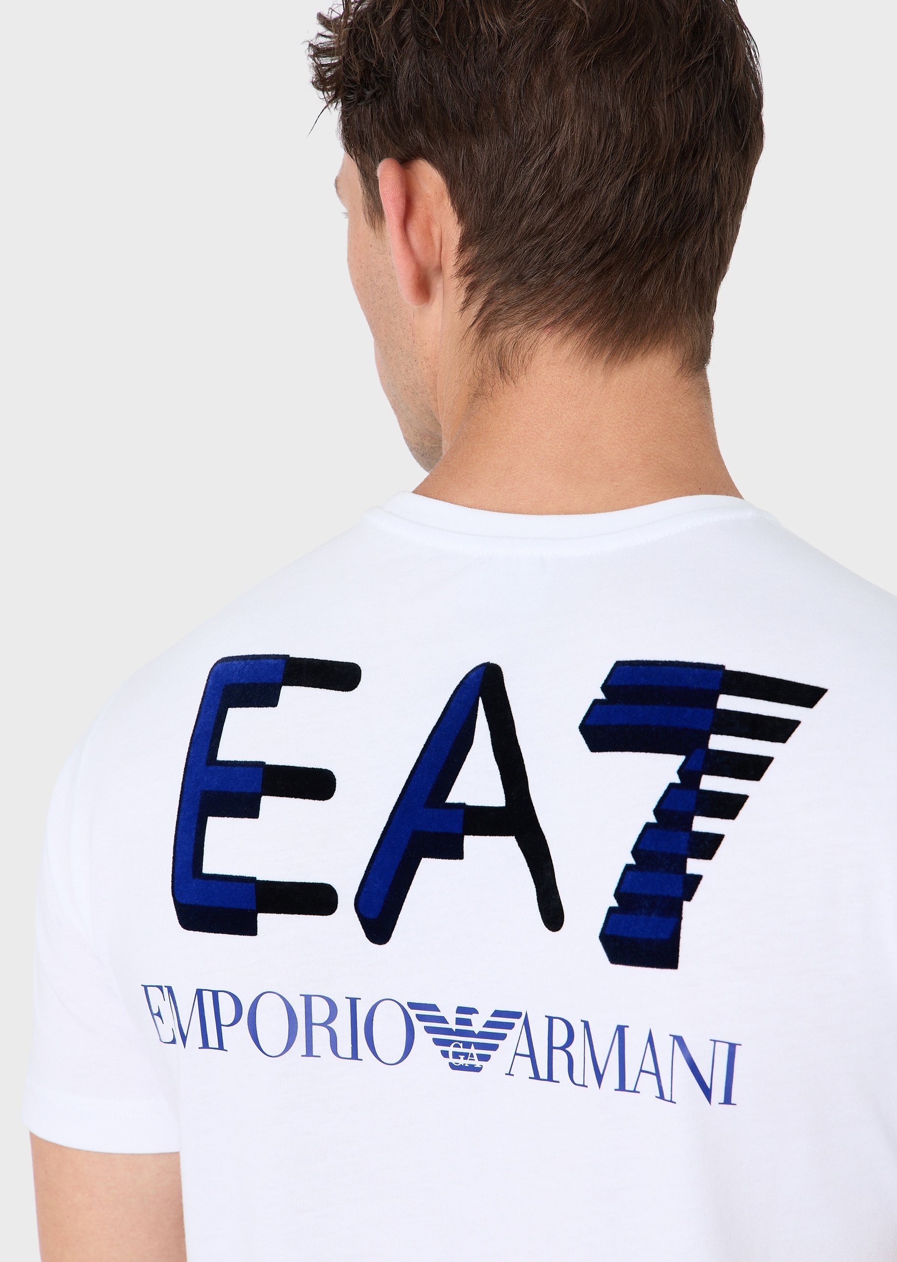 EA7 男士双色LOGO全棉运动T恤