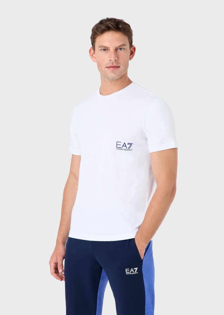 EA7 男士双色LOGO全棉运动T恤