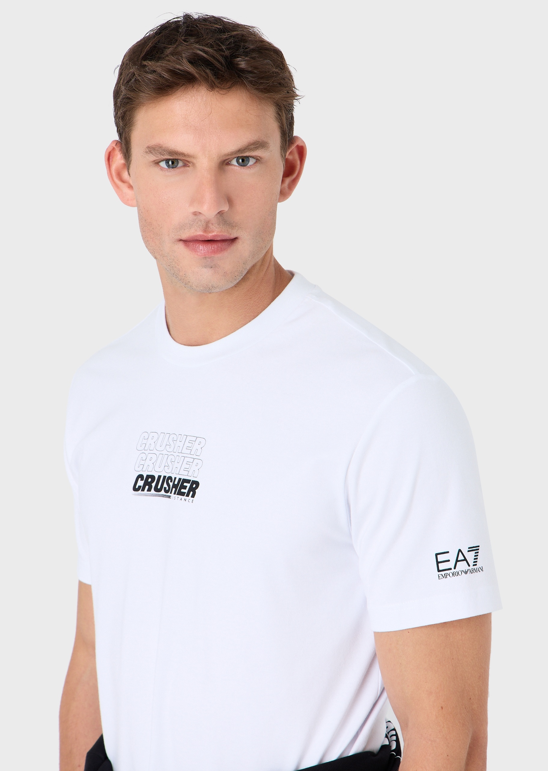 EA7 男士纯棉微弹合身短袖圆领健身训练T恤