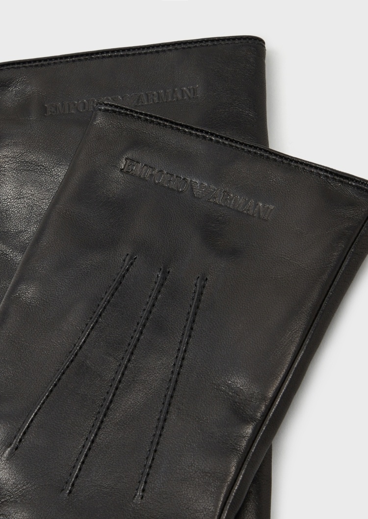 Emporio Armani 压纹羊皮革手套