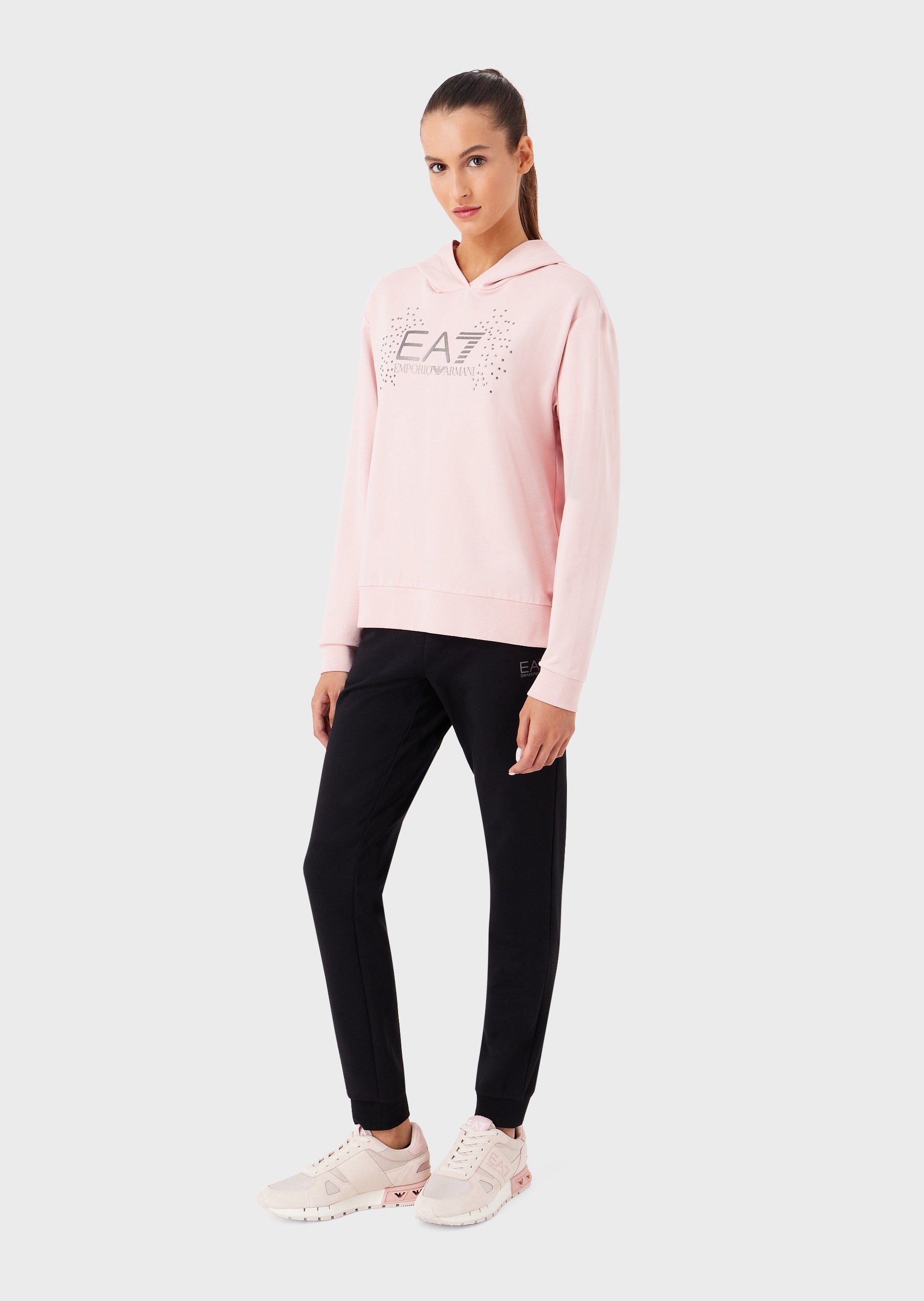 EA7 女士水钻LOGO连帽运动套装