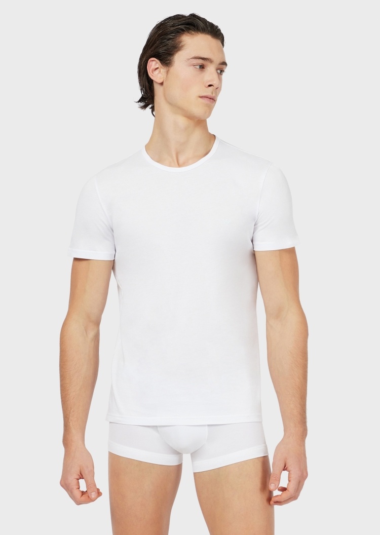 Emporio Armani 男士全棉合身短袖圆领两件装打底T恤