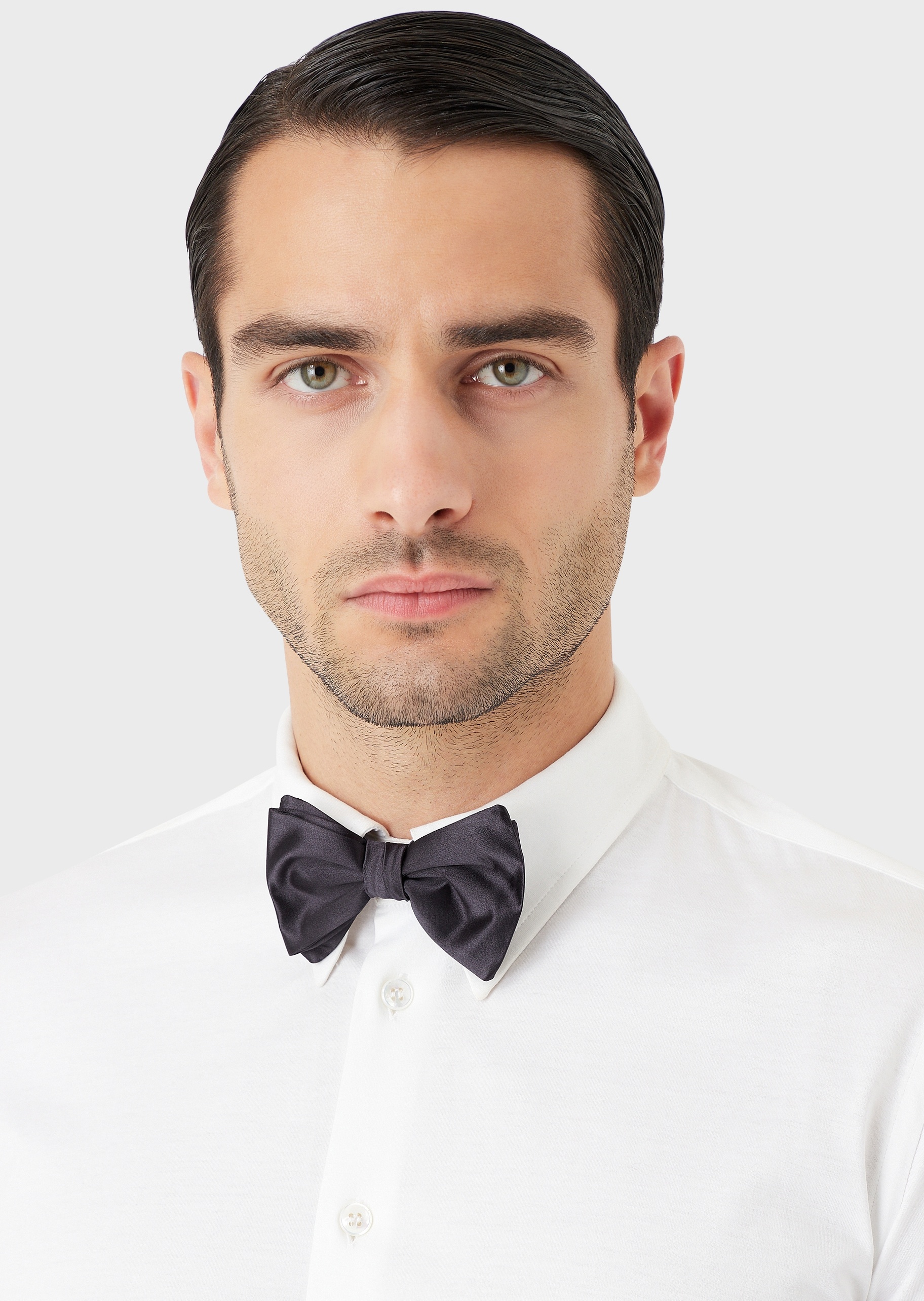 Giorgio Armani 男士商务可调节优雅桑蚕丝蝴蝶结纯色领结