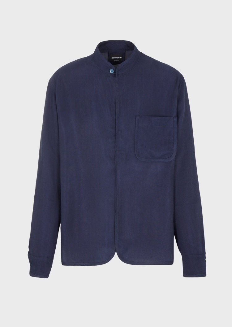 Giorgio Armani 简洁立领贴袋廓形衬衫